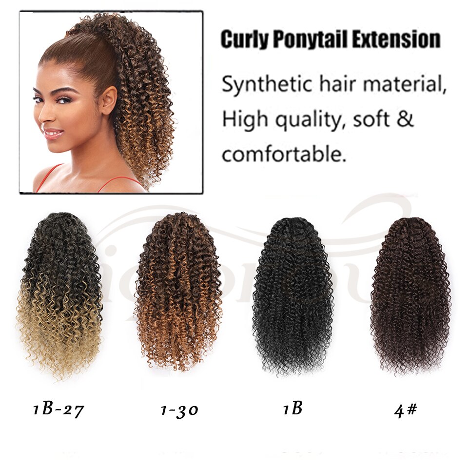 Coleta larga y rizada Afro vigorosa para extensiones de cabello, coleta sintética afroamericana con cordón, Clip