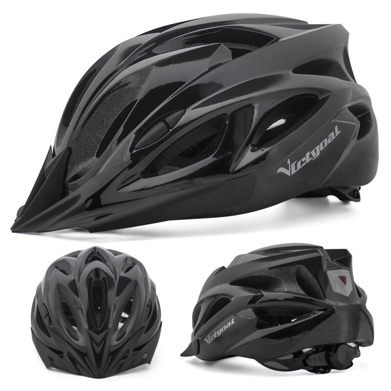 VICTGOAL Adult Bike Helmet with LED Light Bicycle Helmet with Sun Visor for Men Women Road Mountain Bike Cycling Scotter E-bike: Black