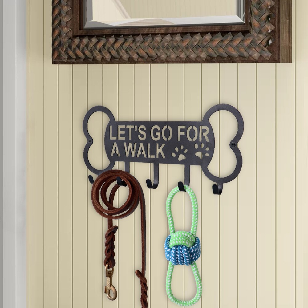 Porte-laisse mural en métal pour chien, 4/5/7 crochets, avec clous gratuits, porte-clés, pochettes, accessoires pour animaux de compagnie