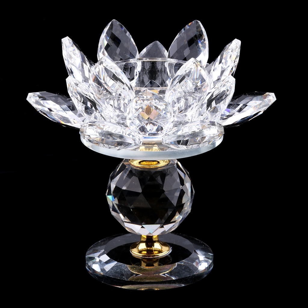 Krystal buddhistisk lotus stor fyrfadslysestage lysestager smør lys lampe base