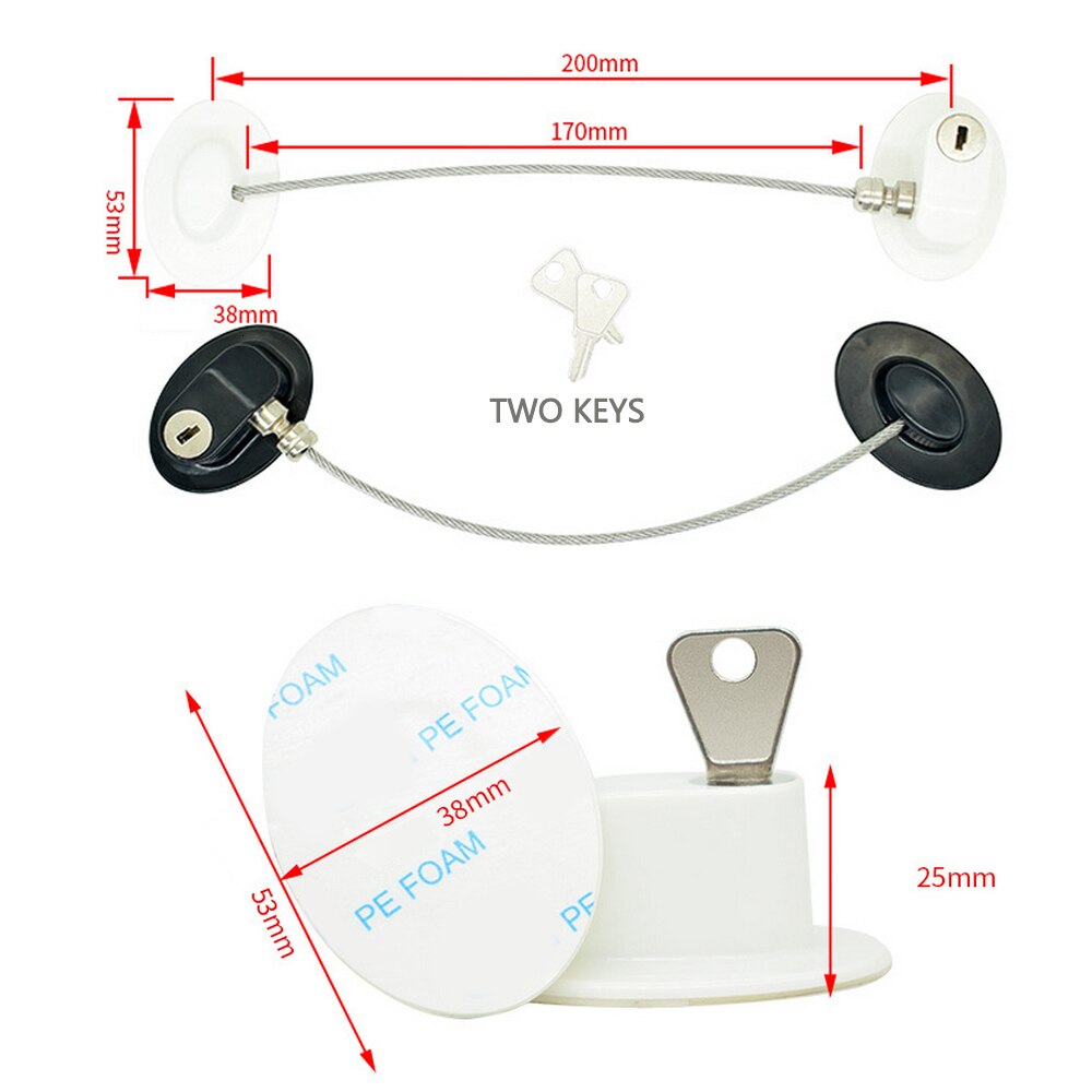 4PCS Safety Lock Children Refrigerator Door Lock with 2 Keys Infant Kids Security Window Lock Cabinet Lock Fridge Locks
