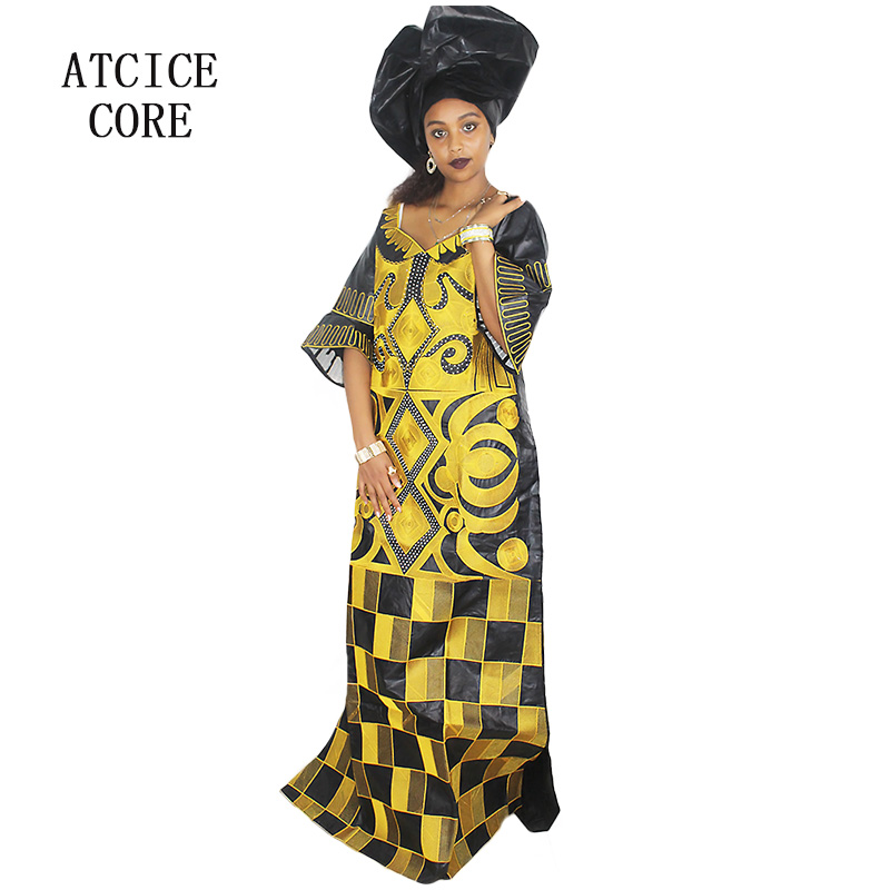 Afrikansk kjole dashiki broderi lang kjole bazin for meget lang  a023-1#