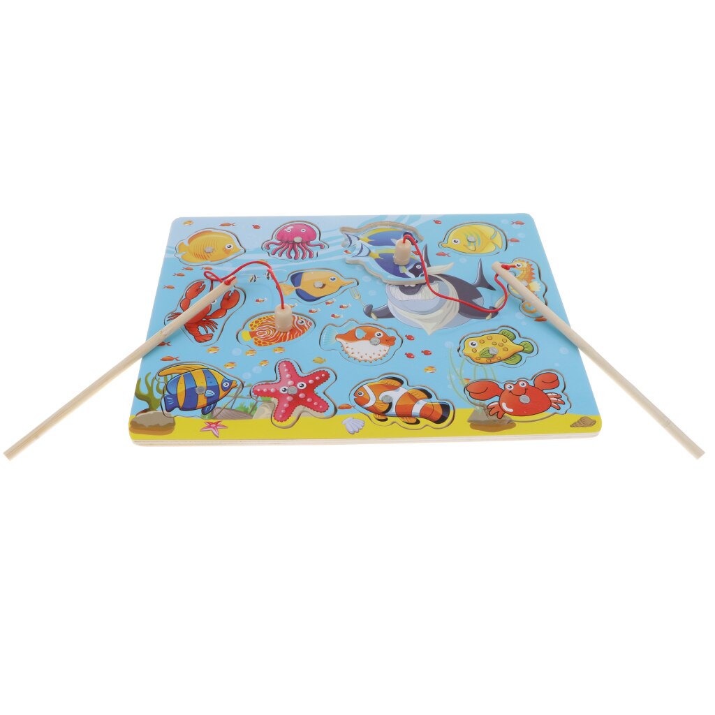 Fishing Game Animal Jigsaw Puzzle Wooden Pretend Education Toy