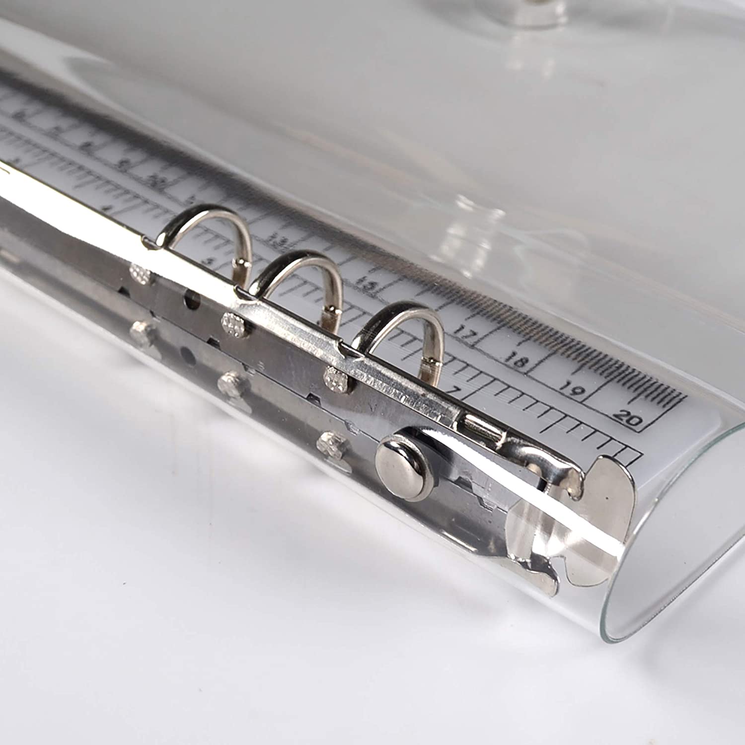 A5 /A6 Transparent 6 Ring Binder Cover Clean Soft PVC for Refillable Notebook Shell with Snap Closure and 1 Ruler