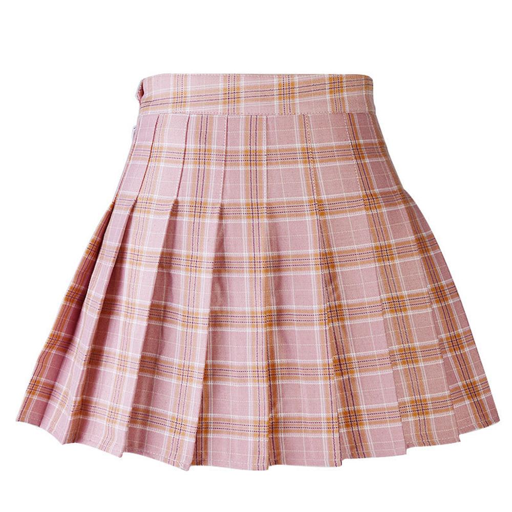 Skoleuniform nederdel plaid kort nederdel plisseret bomulds nederdel kvinder casual jk preppy style mini nederdel