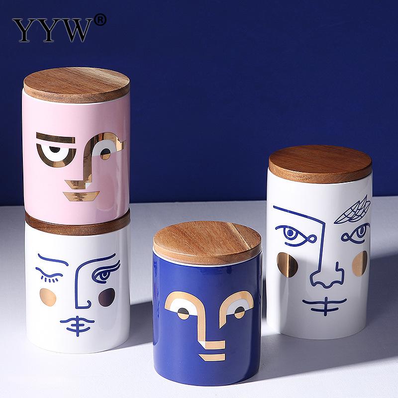 Modern Storage Jars Human Face Cans For Storage Spices Cereals Bulk Food Container Storage In The Kitchen Home Bank Ceramic Jar