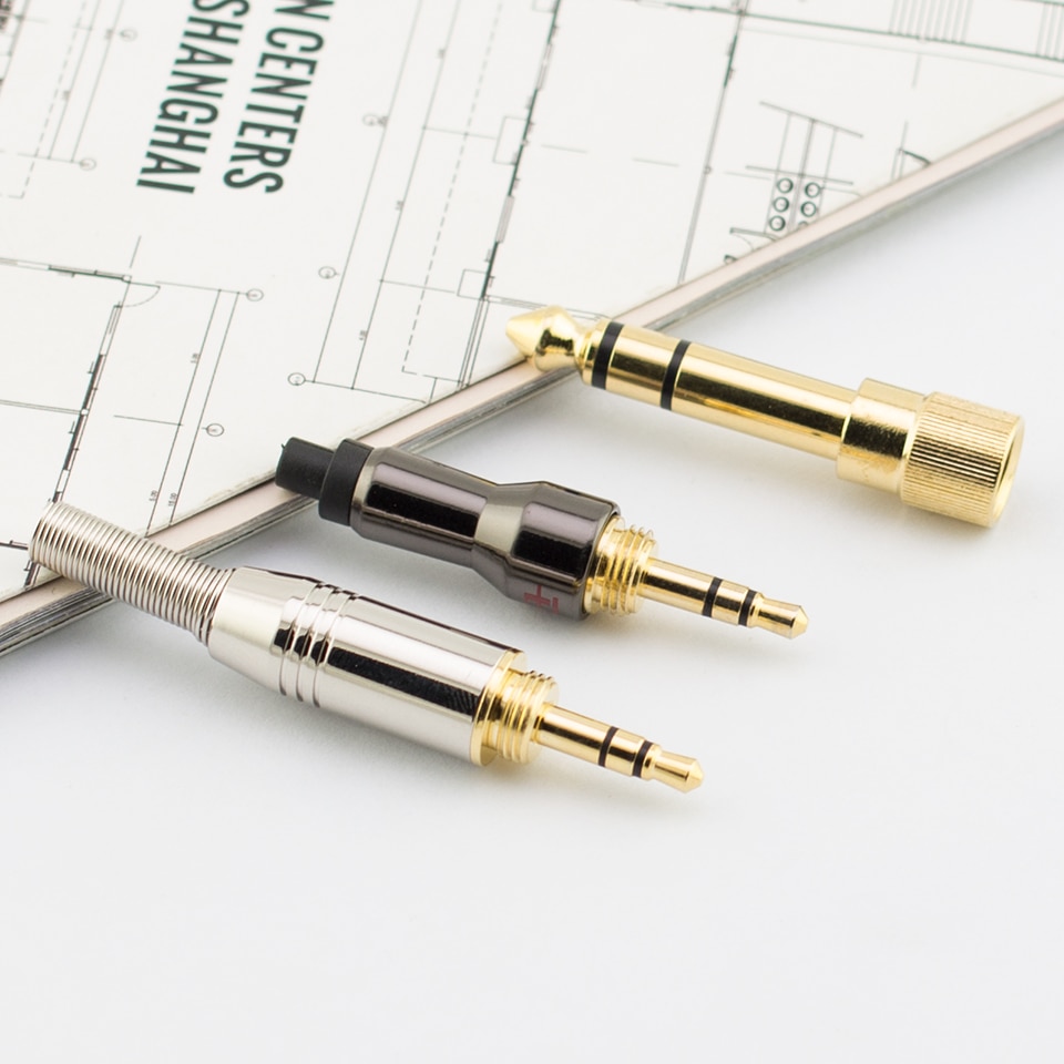 Gold-plated 3.5mm headphone threaded welding head 6.35mm to 3.5 conversion plug repair headphone plug
