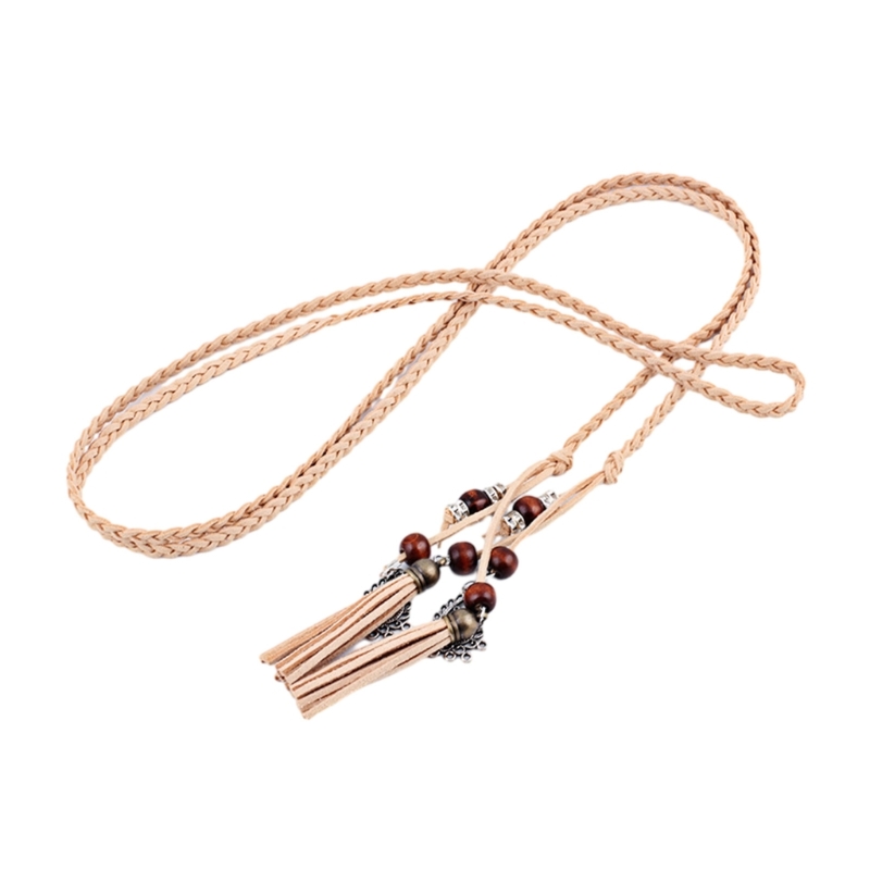 Cuerda de cintura Mujer Nudo Cintura Cuerda Trenzada Cinturón Accesorio para camisa de vestir: Caqui