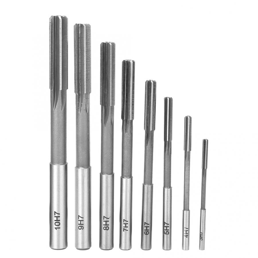 8Pcs Opspannen Ruimer 3/4/5/6/7/8/9/10Mm gat Ruimer Hoge Snelheid Staal Hoge Nauwkeurigheid Rechte Schacht Ruimer