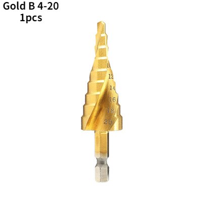 3-12mm 4-12mm 4-20mm HSS Straight Groove Step Drill Bit Set Titanium Coated Wood Metal Hole Cutter Core Drill Bit Set: Gold 4-20