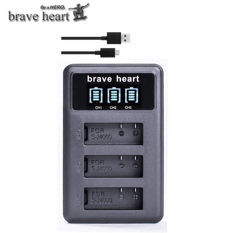 3.7v 1050 mah bateria  sj4000 batteri  sj5000 sj6000 wifi + lcd 3 mye usb-lader til sjcam  sj 4000 5000 6000 7000 8000 sj9000 m10