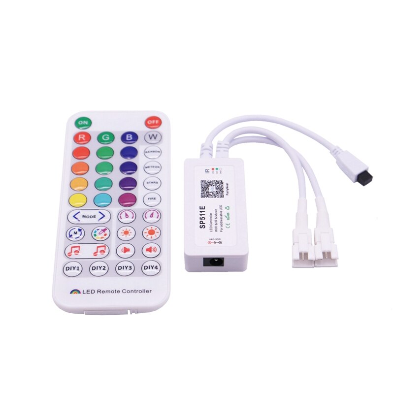 SP511E Wifi música Controlador LED para WS2812B WS2811 Pixel accesible RGB tira de LED de salida Dual Control de voz inteligente