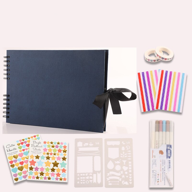 40 Sheets Photo Album Scrapbooking Memory Book Paper Wedding Blank Kraft Scrapbook Home Decor: Dark Blue 29x21.5cm
