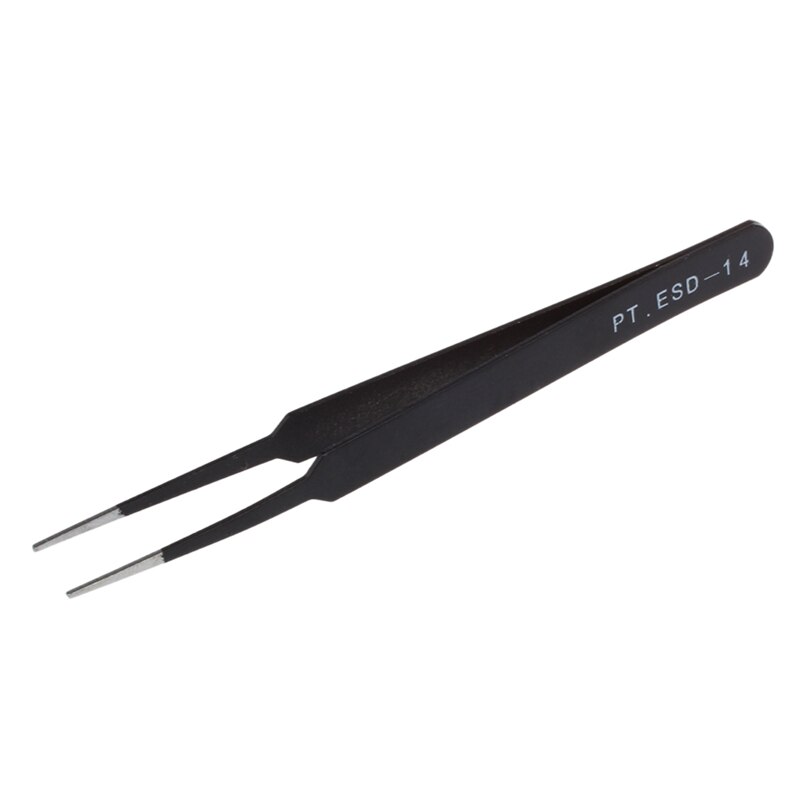 Straight Tip Black Extra Fine Point Metal Tweezer: Default Title