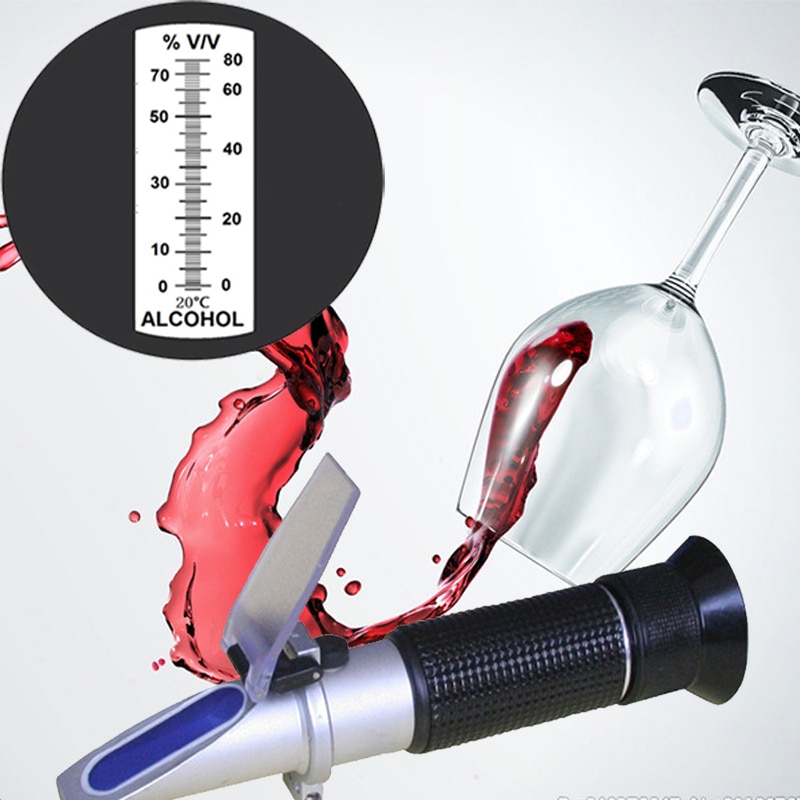 Beste prijs Druif wijn 0-80% V/V Alcohol Refractometer RHV-80ATC met temperatuur compesation
