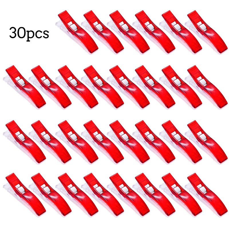 LMDZ 30/50PCS Multicolor Plastic Clips Fabric Clamps Sewing Clips Plastic Clamps Fabric Quilting Craft Sewing Knitting Clips: 30pcs Red