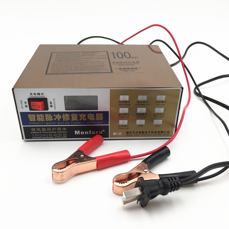 Caricabatterie universale 12V/24V e-bike per auto caricabatteria per auto tipo di riparazione di impulsi caricabatterie universale 12V 20-100AH