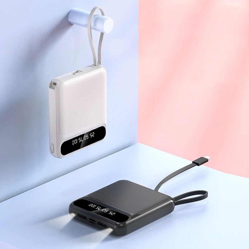 Schnellladegerät, 50000 mah mini-powerbank mit integriertem ladekabel, tragbare externe batterie für smartphones