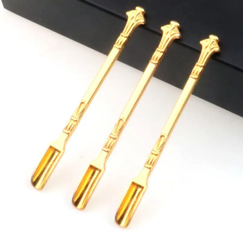 Nowy wielofunkcyjny mini metal Kawa proszek łyżka Miedź szufelka z pierścień zastawa stołowa klasyczny królewski złoto ornament łopata malutki łyżka: czarny