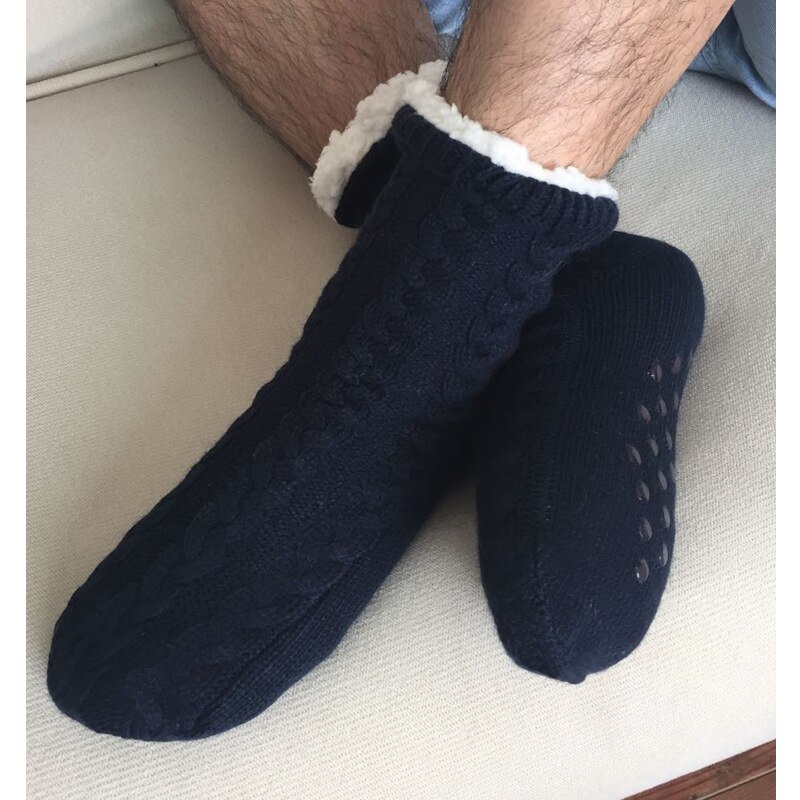 in door mens fleece socks soft elastic winter warm black floor cashmere socks anti-slip male long thick cotton socks men