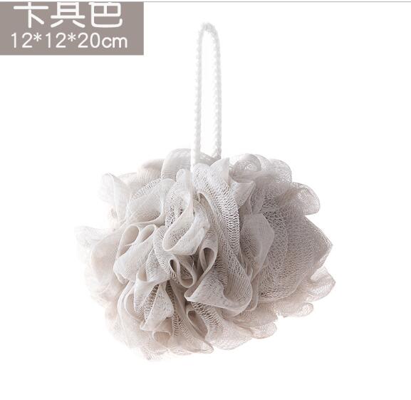 Kroppsmoppe bad blomst ball svamp dusj myk svamp bobler skummende mesh nett loofah rengjøring vask kropp: Khaki