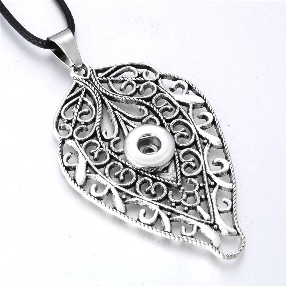 Choker Ketting 18mm Drukknoop Kettingen Bladvorm Verklaring Lange Ketting Voor Vrouwen DIY Sieraden ZG050