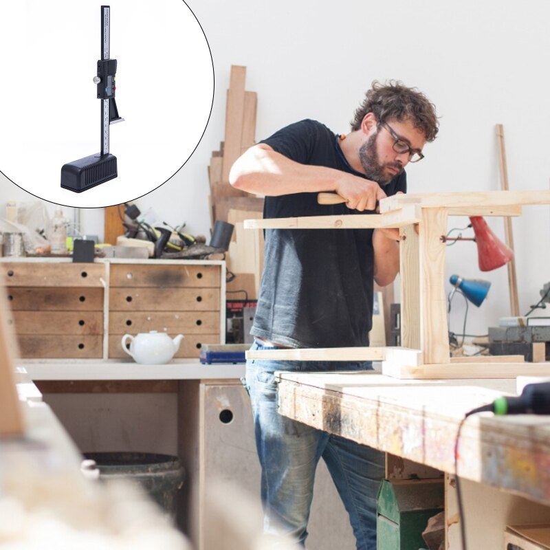 Digital Height Gauge Scriber 0-150mm Electronic Vernier Calipers Light Weight Plastic Marking Gauge Woodworking Table Mark Ruler