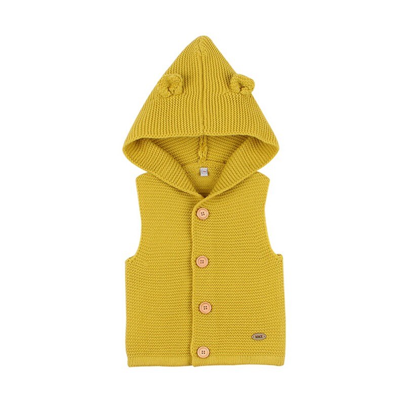 Outono crianças bebê meninas meninos sólido impressão com capuz colete camisola sem mangas tops casaco outerwear: A / 6 m