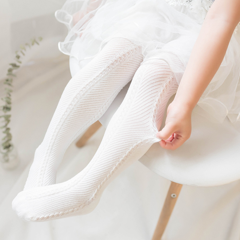 Cute Summer Baby Girl Tights Breathable Mesh Baby Girl Stockings Solid Color Thin Baby Stockings Soft Cotton Tights 6-12M: white 6-12M