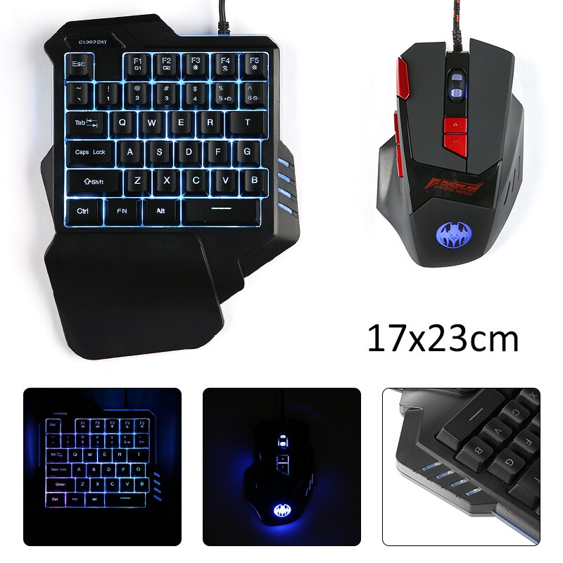 For PS4 Xbox One 1pc RGB Luminous Keyboard Mouse Set Adjustable 3200 DPI Keypad Mice Combos Pohiks