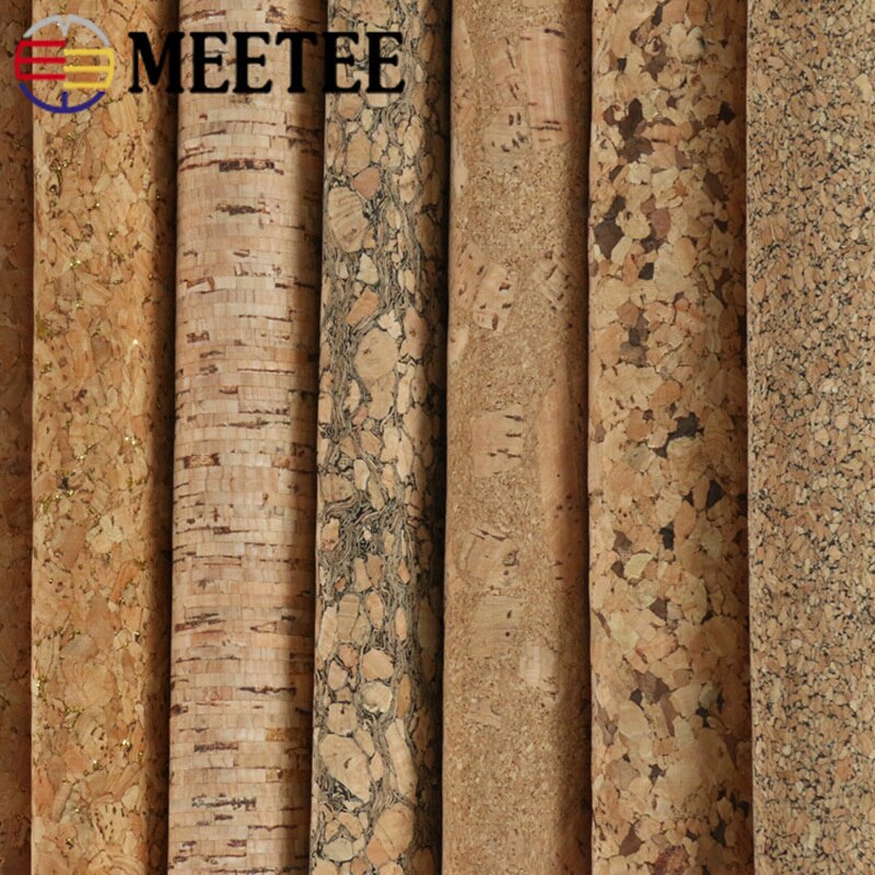 Meetee 90X137cm sacs de bricolage en tissu cuir liège naturel | 0.5mm d'épaisseur, chaussures, bagage artisanal fait à la main, matériel de décoration en Grain de bois, fourniture