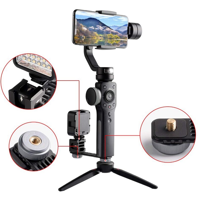 Quadruple Cold Shoe Stabilizer Mounts - Aluminium Shoe Mount Plate Adapter For Zhiyun Smooth 4 And Q/Osmo Mobile And 2/Feiyu