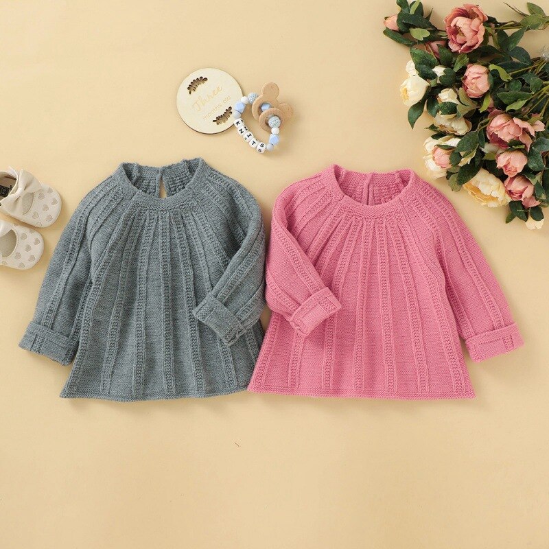 Baby Sweaters Pullovers Solid Knitted Kids Girls Boys Knitwear Tops Autumn Winter Newborn Bebes Clothes 0-2Y Long Sleeve