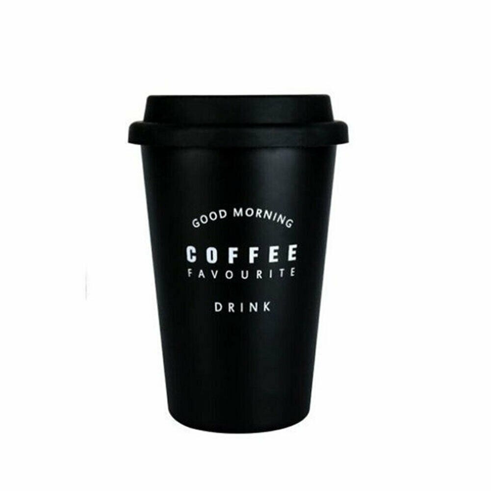 Miljøvenlige genanvendelige keramiske rejse krus silikone låg knogle kina kopper rejse krus te kaffe: Sort