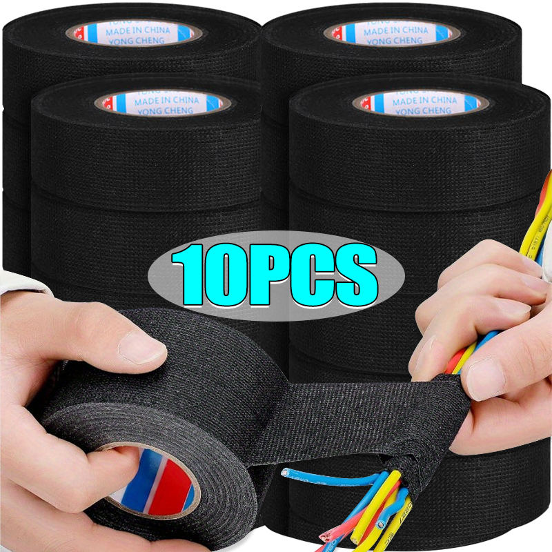 10/1Rolls Automotive Electrical Tape Waterproof Soundproof and Shock Absorption Woven Belt for Cable Bundle DIY Adhesive Tapes