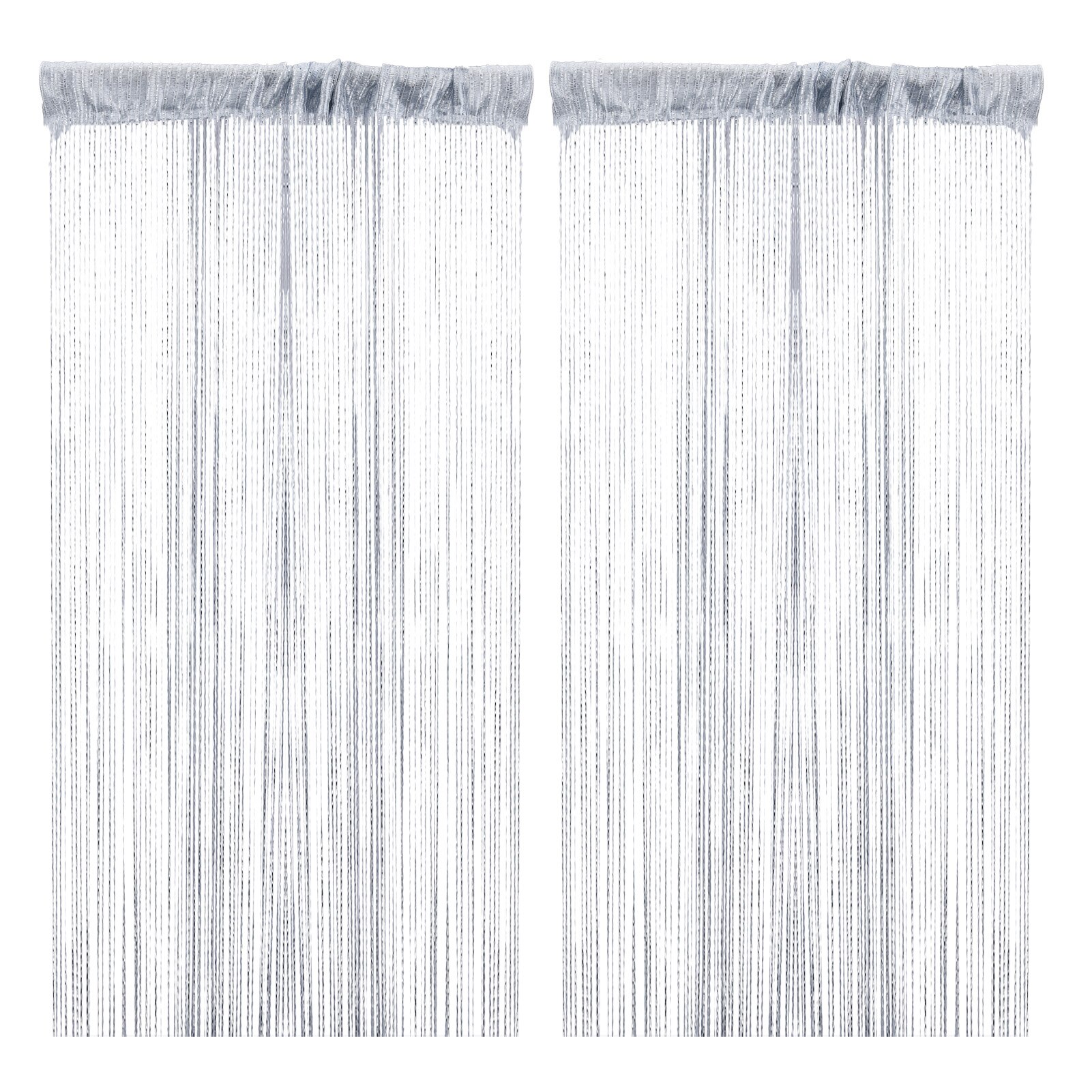 Patio Luxury Fly Screen Home Decor Shiny Fringe Wedding Room Divider Door Hanging String Curtains Bedroom Window: Zilver / 2pcs