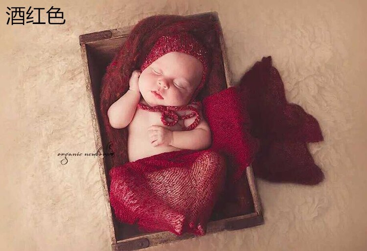Stretch tricot maille Costume enveloppement -né photographie accessoires outils accessoire bébé enfants enveloppes emmailloter Photo vêtements: Rouge