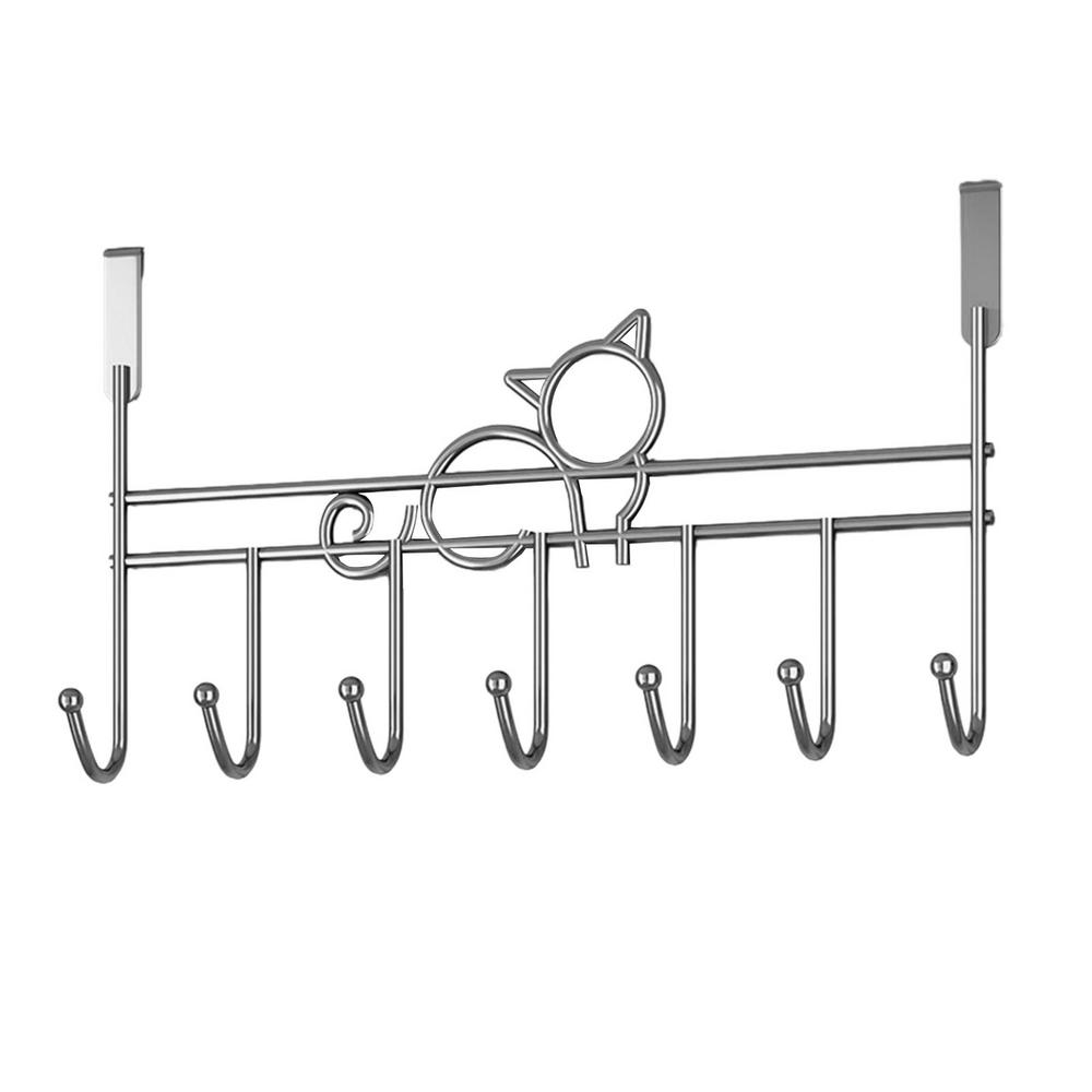 Hooks Over The Door Home Bathroom Organizer Rack Clothes Coat Hat Towel Hanger Bathroom Kitchen Accessories Holder Door Hang: Pink