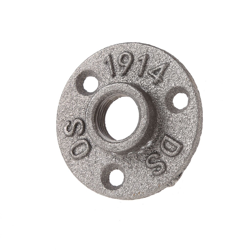 1/2" or 3/4" Malleable Threaded Floor Flange Iron Pipe Fittings Wall Mount Industrial Black