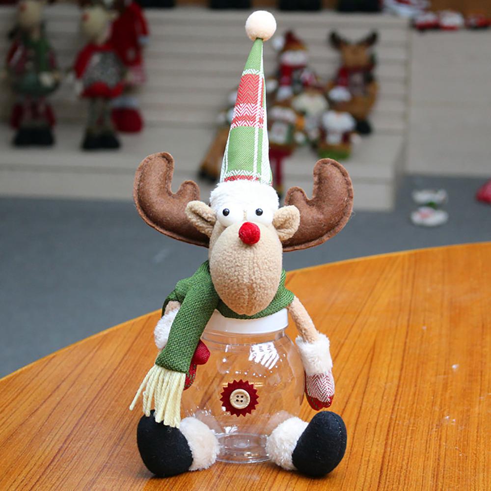 Jul godis burk xmas älg santa snögubbe klar plast godis burk flaska hållare fest dekor behållare