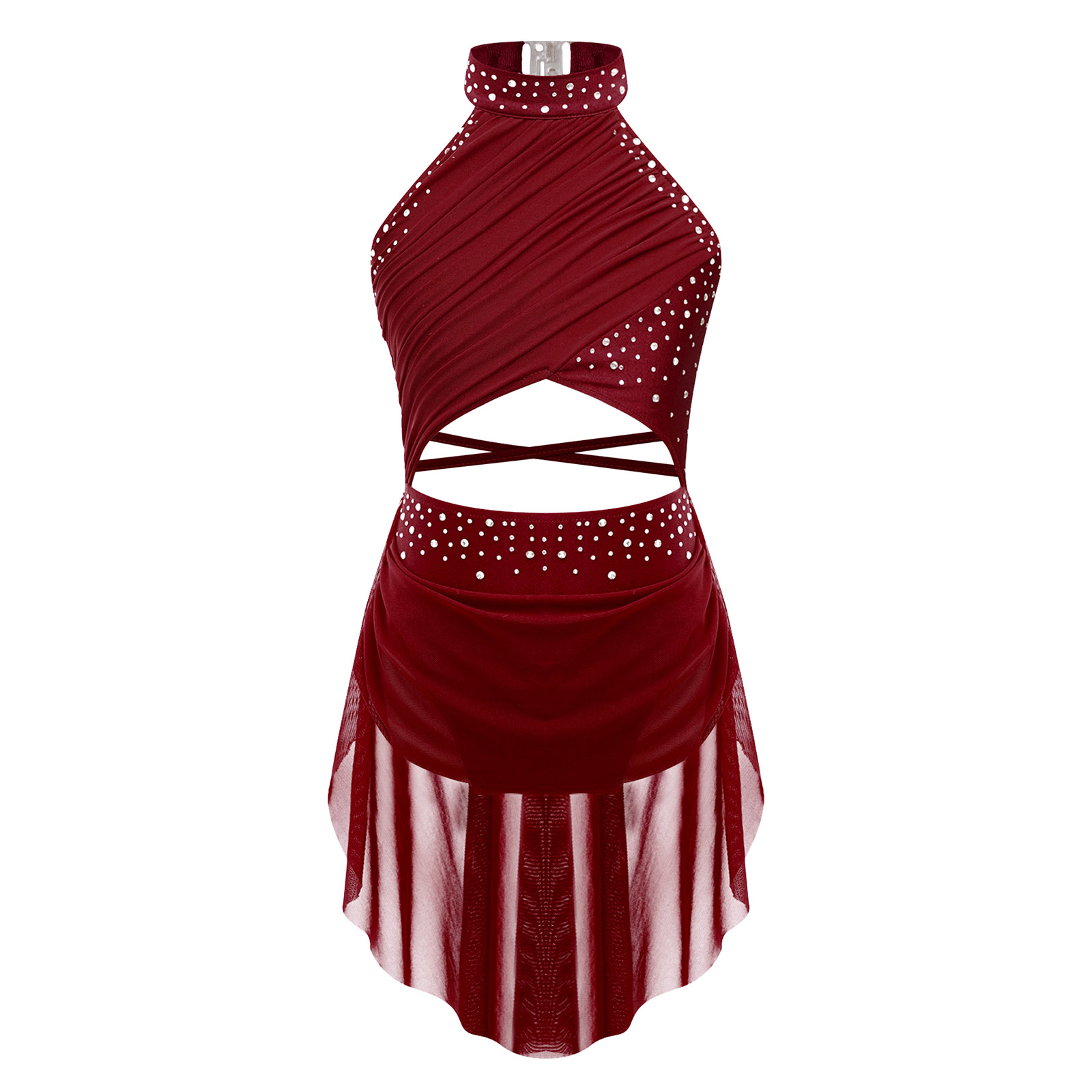 Kinderen Meisjes Ballet Turnpakje Jurk voor Lyrische Jazz Latin Dans Kostuum Backless Gymnastiek Jurk met Flowy Rok Stage Dancewear