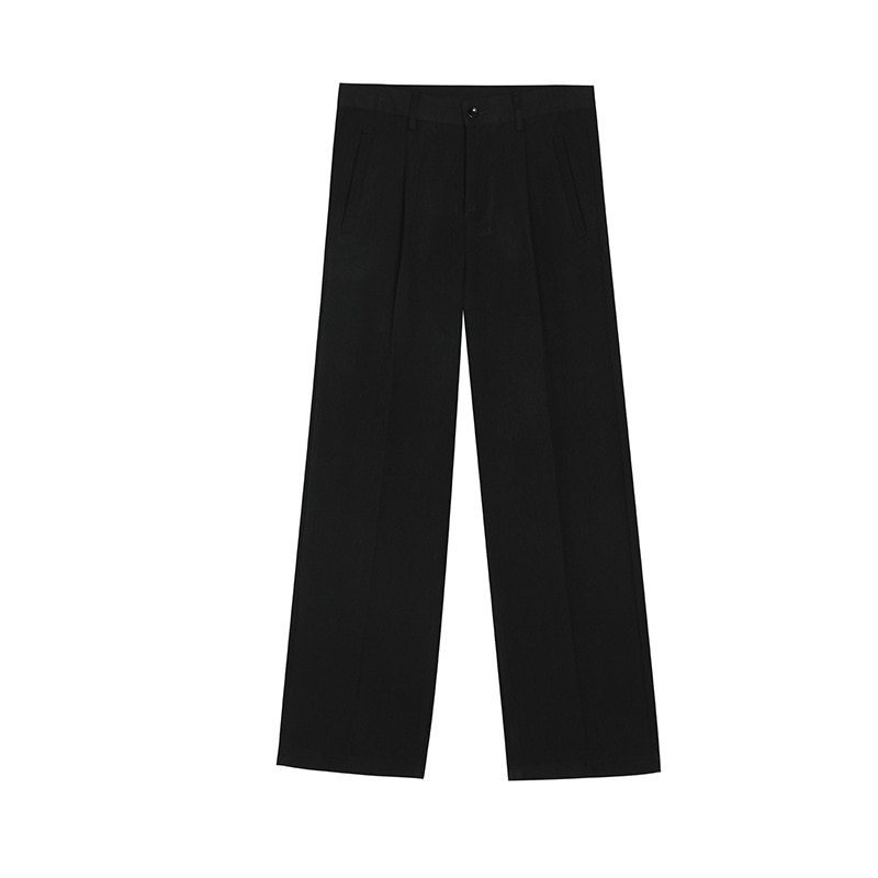 Men Casual Straight Suit Pant Male Japan Korea Style Loose Vintage Streetwear Trousers Wide Leg Pant: black / L