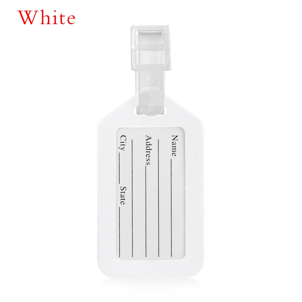 1 Uds. porta Dirección de identificación para maletas de viaje, etiqueta de equipaje de plástico, etiqueta de equipaje, etiqueta portátil, accesorios de viaje para hombres y mujeres: Blanco