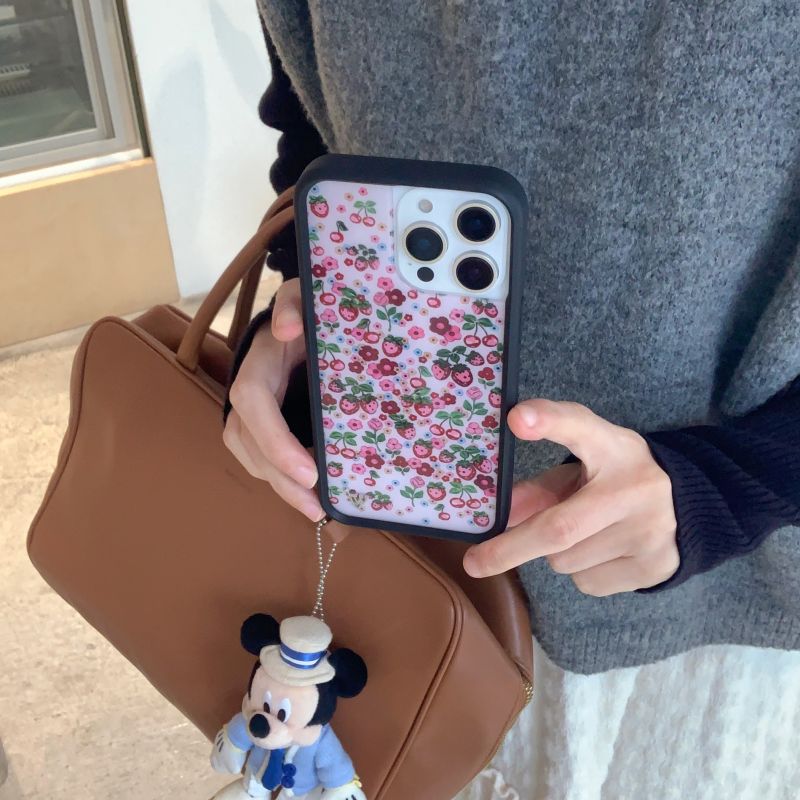 2025 Neue Wildflower 3D WF Handyhülle für iPhone 12 13 14 15 16 Pro Max Plus Regenbogensterne Erdbeerblume Cover Cases Canvas