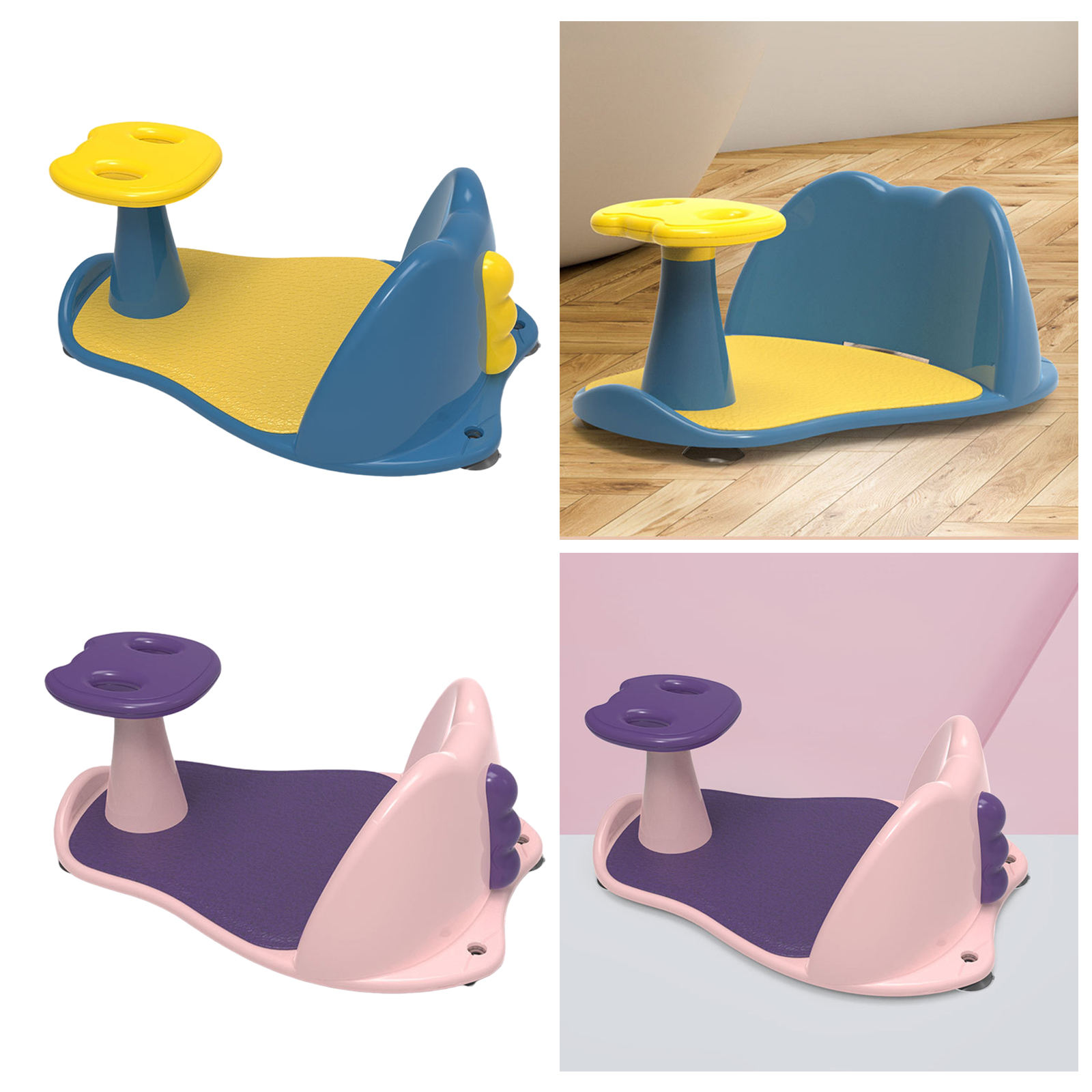 Baby Bath Seat with Non-Slip Soft Mat Bath Stool for Toddlers from Birth until Sitting up Sit-up Bathing in The Sink Bathtub