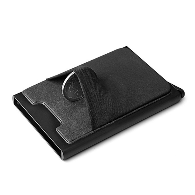 Slim Men Aluminum Wallet With Back Pouch ID Card Holder RFID Protection Mini Metal Automatic Pop up Credit Card Case Coin Purse