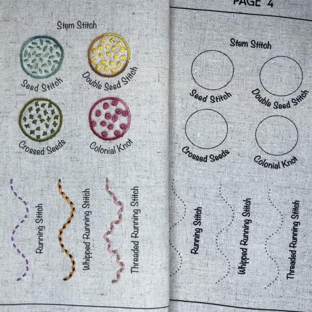 Imitation linen DIY Stitch Book With Embroidery Stitch Name Enhance Your Crafting Skills Embroidery Stitch Book Portable