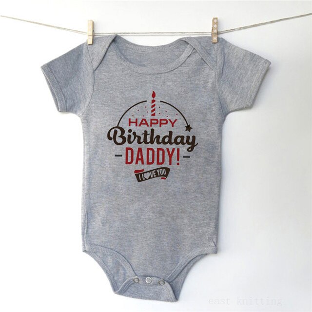 Gelukkige Verjaardag Daddy Baby Onesie Grappige Grafische Gedrukt Body Baby Groeien Voor Baby Peuter Jongens Meisjes: grey / 3-6M