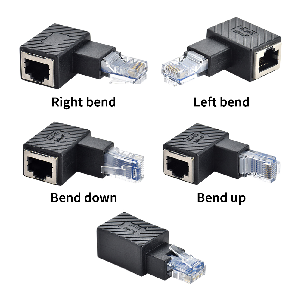 RJ45-Stecker auf Buchse, Konverter, 90-Grad-Winkelverlängerungsadapter für Katze5, Katze6, LAN, Ethernet, Netzwerkkabel, Anschlussverlängerung