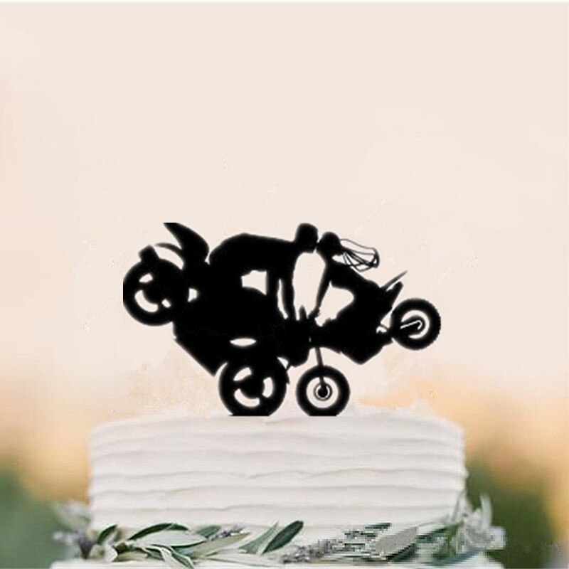 gemischt Lustige Stil Motorrad Paar Hochzeit Kuchen Deckel Acryl Braut Und Bräutigam Kuchen Deckel Herr & Frau Fahrrad Kuchen Deckel